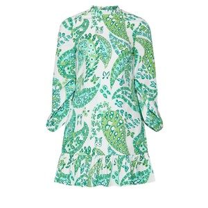 STAUD Carolina Butterfly Paisley Green White Dress size 6
